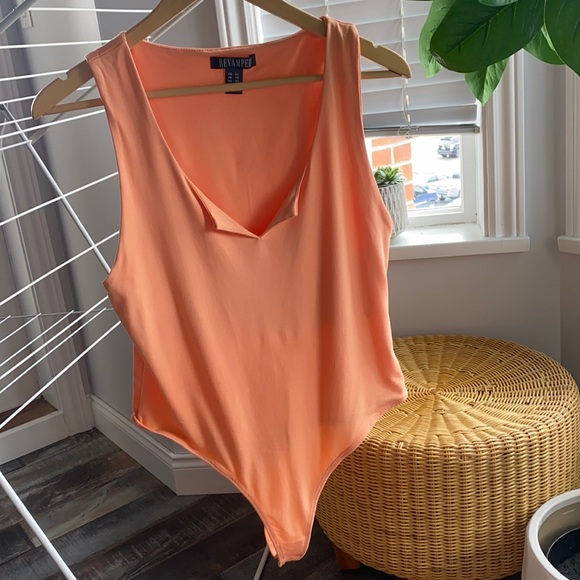 Coral/Peach Tank Bodysuit - Picture 1 of 2